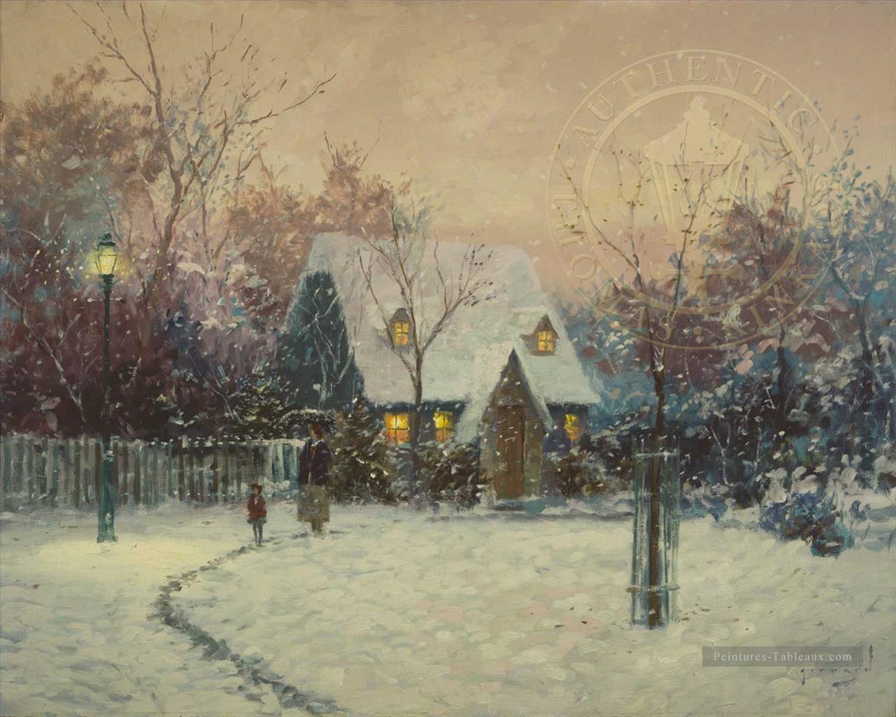 A Winters Cottage Robert Girrard TK Christmas Peintures à l'huile